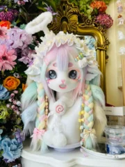 Fursuit Head – Angelic Candy Halo Yume Kemono (Pastel Mint & Lavender)