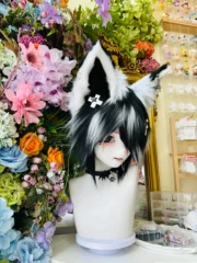 Fursuit Head – Ashbound Gothic Kemono (Black & White) (1)