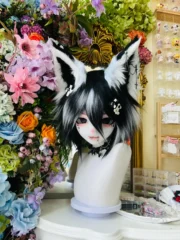Fursuit Head – Ashbound Gothic Kemono (Black & White) (1)