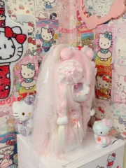 Fursuit Head – Blush Bear Veil Yume Kemono (Soft Pink & Milk White)