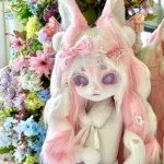 Fursuit Head – Blush Pearl Sweet Kemono (Pink & White)