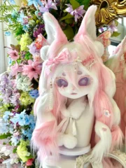 Fursuit Head – Blush Pearl Sweet Kemono (Pink & White)