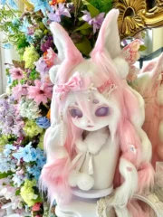 Fursuit Head – Blush Pearl Sweet Kemono (Pink & White)