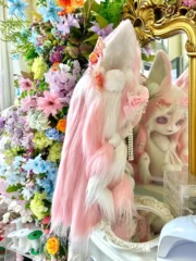 Fursuit Head – Blush Pearl Sweet Kemono (Pink & White)
