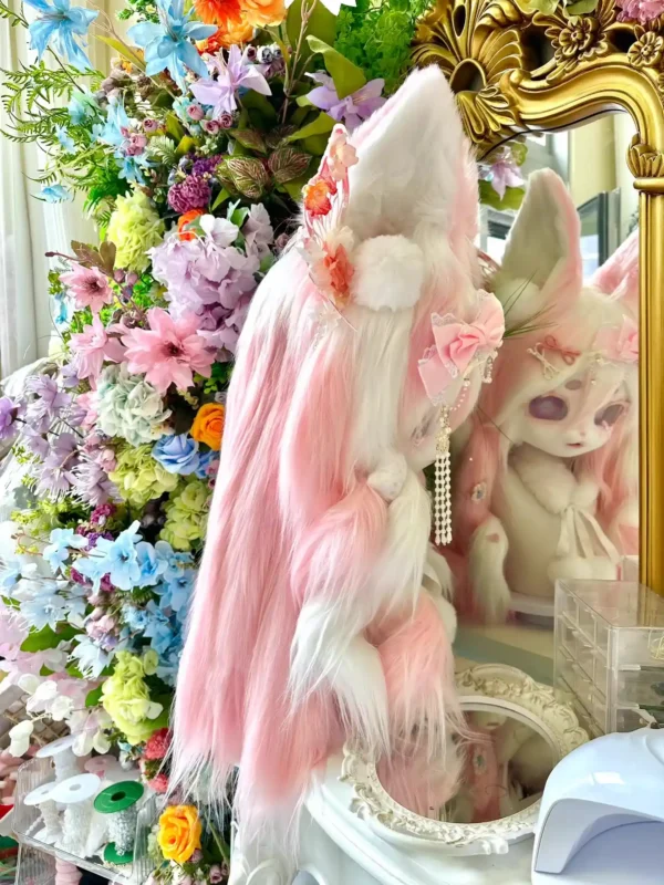 Fursuit Head – Blush Pearl Sweet Kemono (Pink & White)