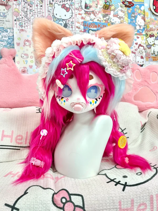 Fursuit Head – Candy Pop Dream Yume Kemono (Hot Pink & Sky Blue)
