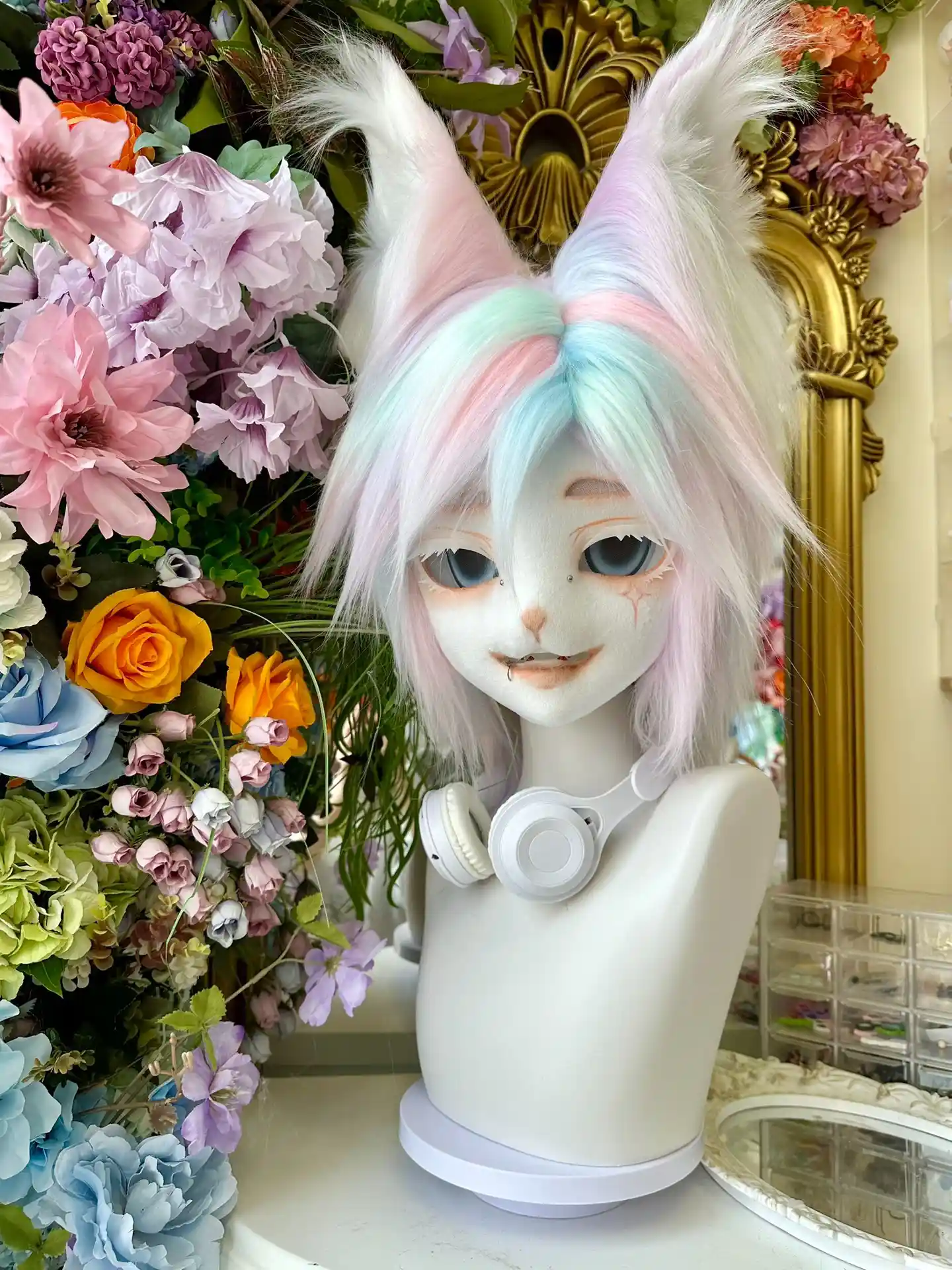 Fursuit-Head-Cloud-Whisper-Pastel-Kemono-Mint-Pink-White
