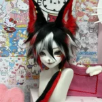 Fursuit Head – Crimson Fang Visual Kemono (Red & Black)