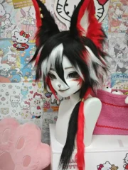 Fursuit Head – Crimson Fang Visual Kemono (Red & Black)
