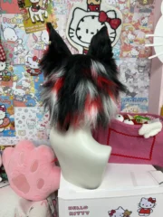 Fursuit Head – Crimson Fang Visual Kemono (Red & Black)