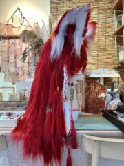 Fursuit Head – Crimson Oracle Elegant Kemono (Red & White)