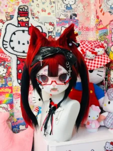 Fursuit Head – Crimson Switch Gothic Kemono (Red & Black)