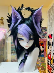 Fursuit Head – Eclipse Thorn Gothic Kemono (Black & Amethyst Purple)