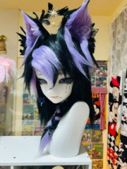 Fursuit Head – Eclipse Thorn Gothic Kemono (Black & Amethyst Purple)