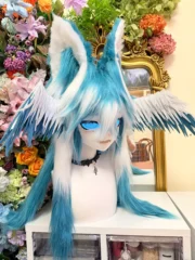 Fursuit Head – Frostwing Reverie Kemono (Ice Blue & White)