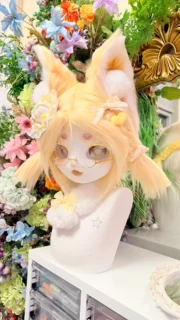 Fursuit Head – Honey Vanilla Sweet Kemono (Soft Yellow & Cream)