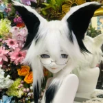 Fursuit Head – Ink Veil Elegant Kemono (Black & White)