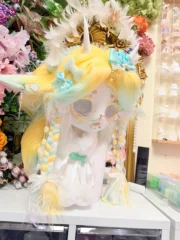Fursuit Head – Lemon Halo Kemono (Yellow, Mint & White)