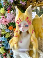 Fursuit Head – Lemon Pop Yume Kemono (Butter Yellow & Candy Pink)