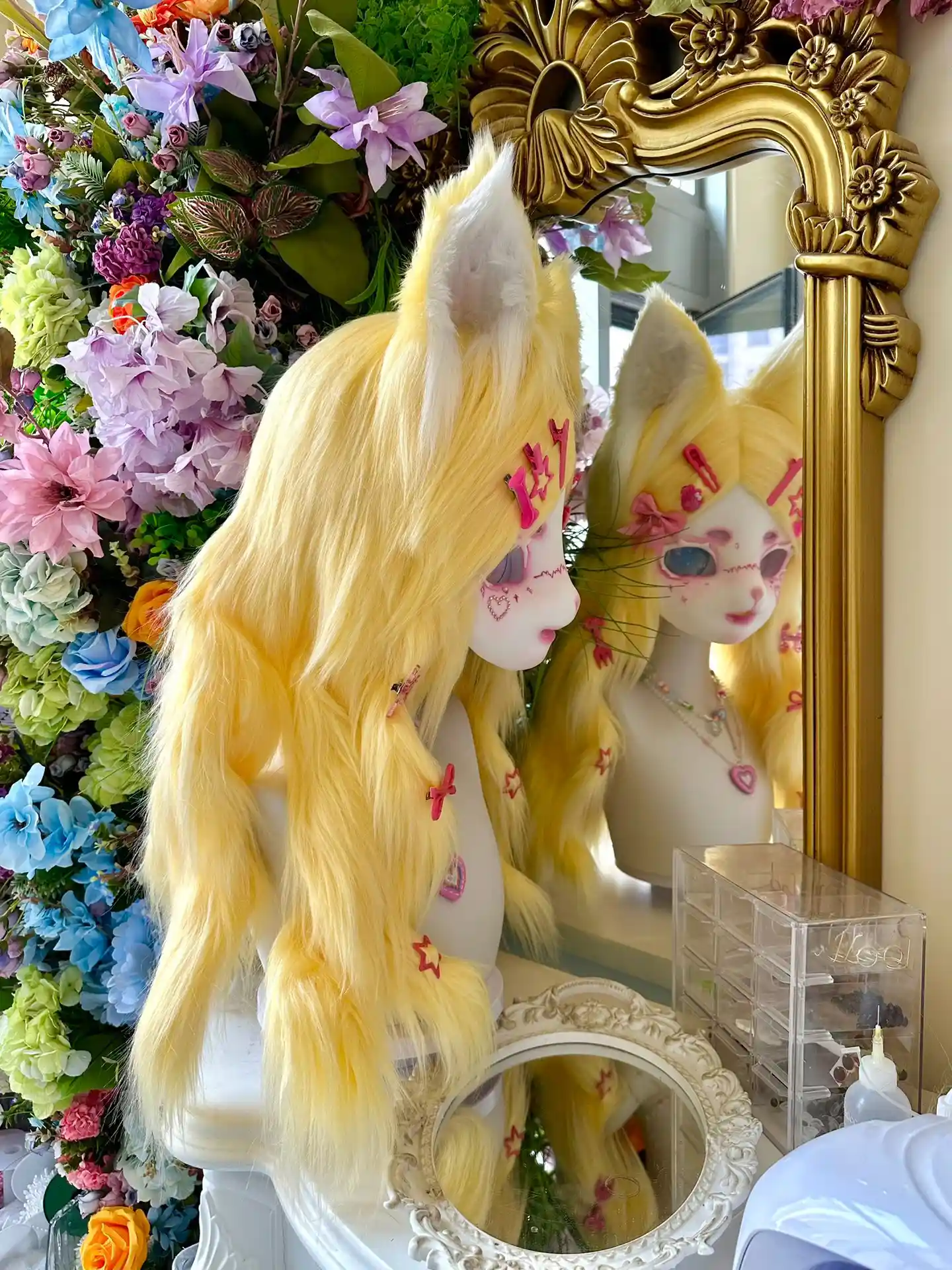 Fursuit Head – Lemon Pop Yume Kemono (Butter Yellow & Candy Pink)