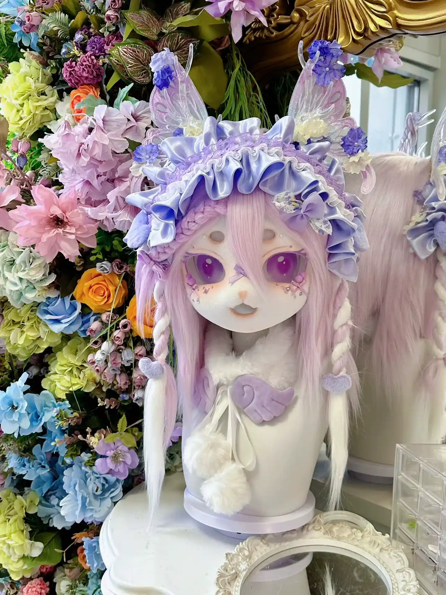 Fursuit Head – Lilac Seraph Pastel Kemono (Lavender & White)