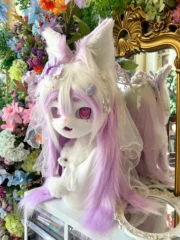 Fursuit Head – Lilac Veil Sweet Kemono (White & Lavender)