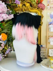 Fursuit Head – Midnight Doll Maid Kemono (Black, White & Blush Pink)