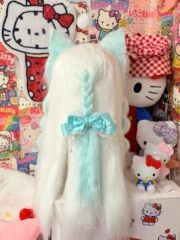 Fursuit Head – Mint Halo Pastel Kemono (Aqua & White)
