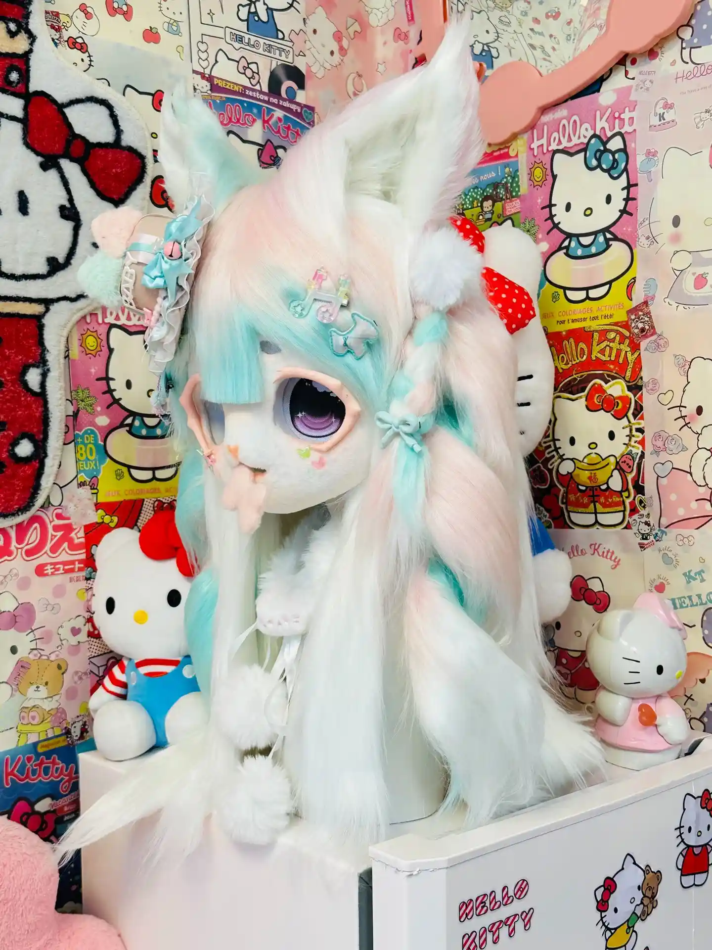 Fursuit Head – Mint Whisper Pastel Kemono
