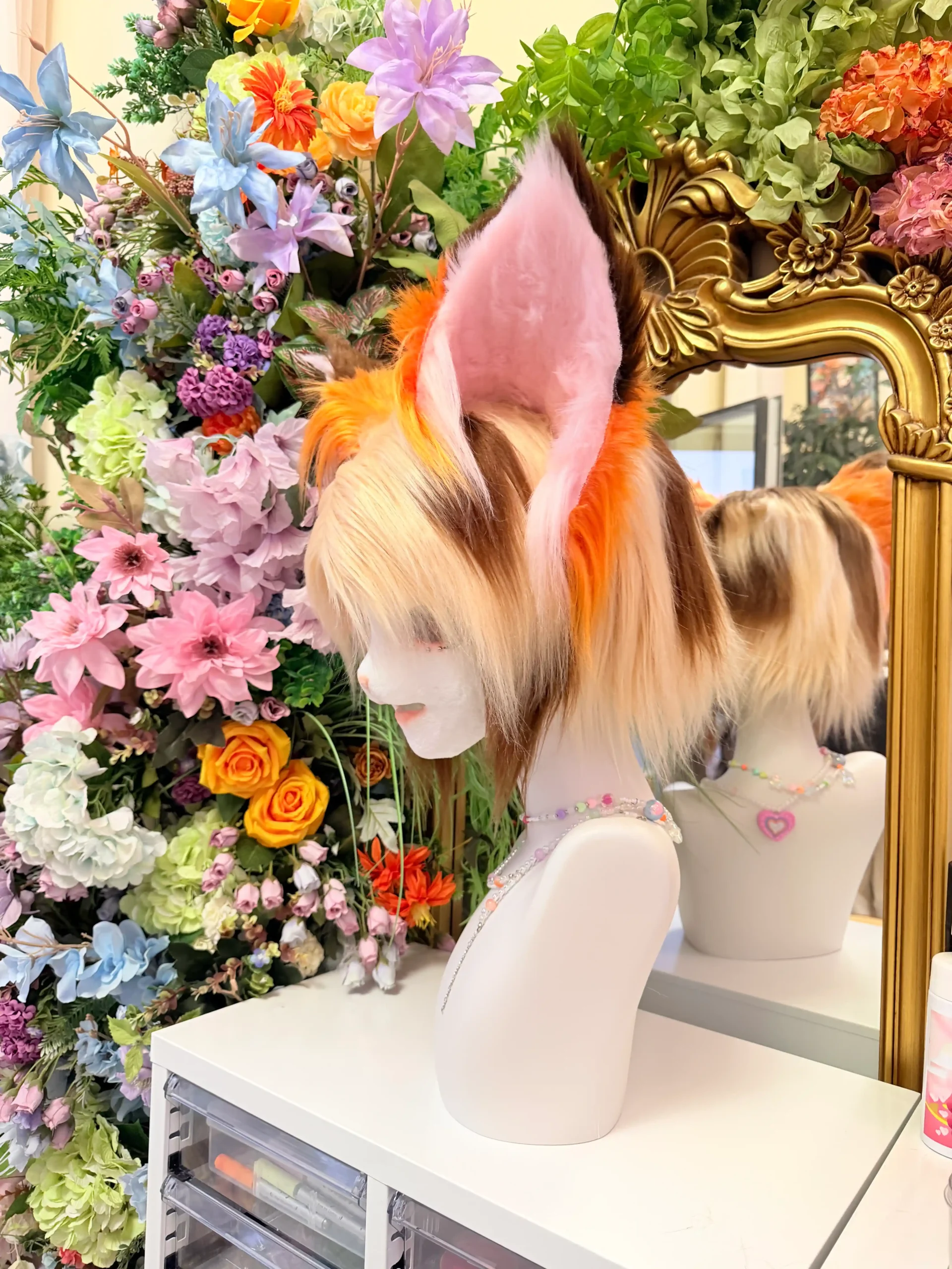 Fursuit Head – Natural Fox Kemono (Cream Blonde & Orange Tips)