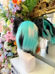 Fursuit Head – Neon Rift Kemono (Teal, Black & White)