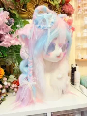 Fursuit Head – Pastel Lullaby Kemono (Pink, Blue & White)