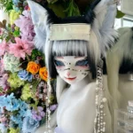 Fursuit Head – Silver Veil Elegant Kemono (Black & White)