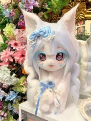 Fursuit Head – Sky Lace Sweet Kemono (White & Baby Blue)