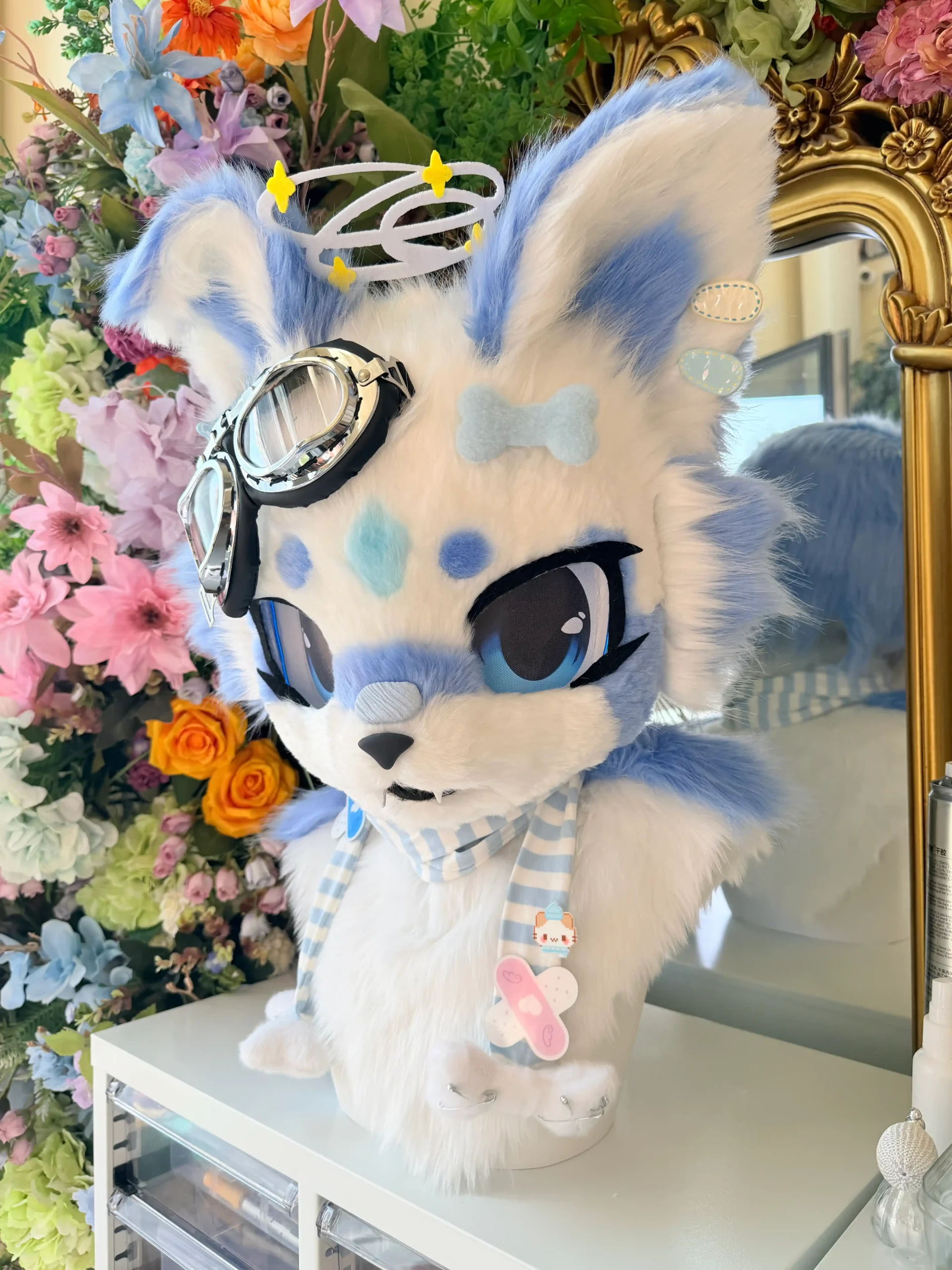 Fursuit Head – Sky Orbit Kemono (Blue & White)