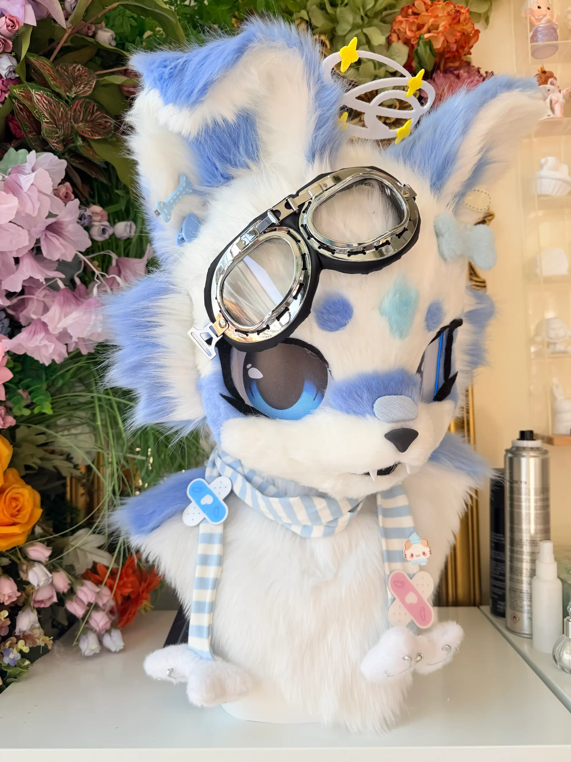 Fursuit Head – Sky Orbit Kemono (Blue & White)