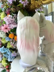 Fursuit Head – Soft Bloom Gentle Kemono (White & Blush Pink)