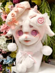 Fursuit Head – Strawberry Cream Sweet Kemono (Soft Pink & White)