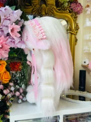 Fursuit Head – Sugar Angel Pastel Kemono (White & Soft Pink)