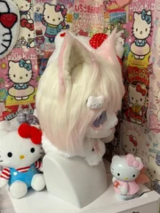Fursuit-Head-Sugar-Doll-Kawaii-Kemono-Pink-White