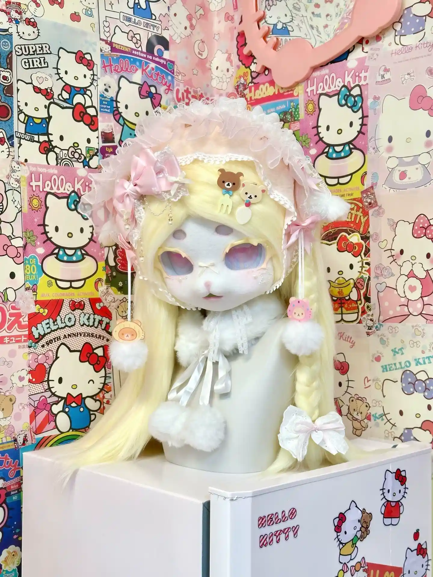 Fursuit Head – Sugar Lace Sweet Kemono (Cream Yellow & White)