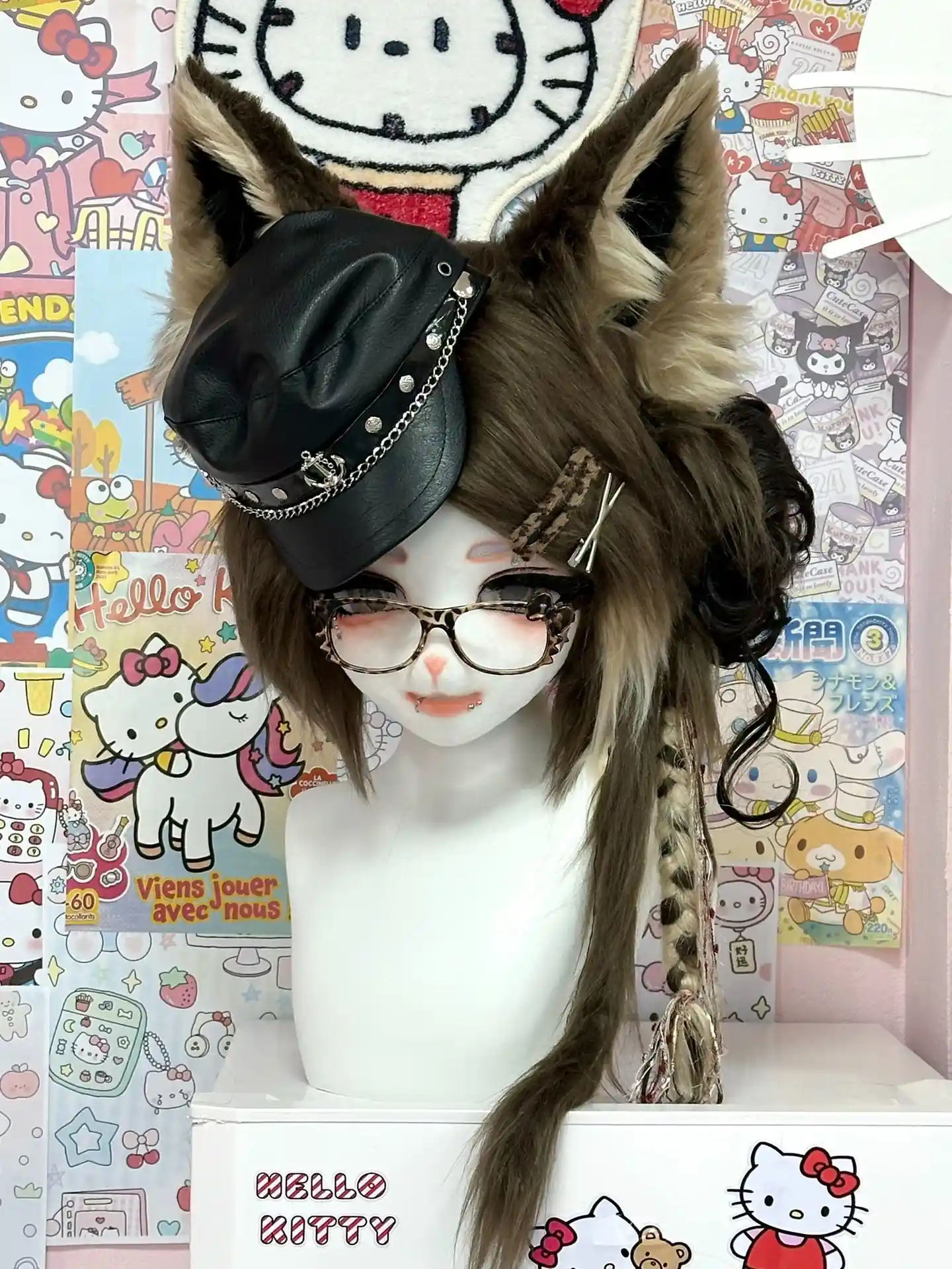 Fursuit Head – Urban Gothic Kemono (Brown Wolf Punk Street Style)