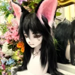 Fursuit Head – Velvet Pulse Kemono (Black & Blush Pink)