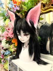Fursuit Head – Velvet Pulse Kemono (Black & Blush Pink)