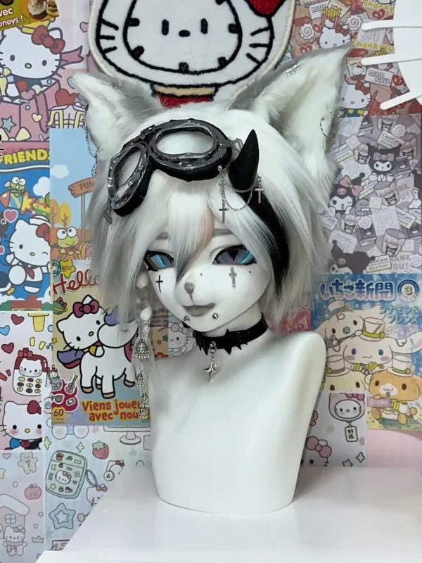 Fursuit Head – Void Signal Gothic Kemono (Black & White)