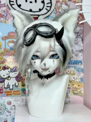 Fursuit Head – Void Signal Gothic Kemono (Black & White)