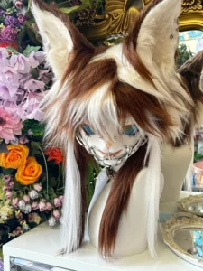 Fursuit Head – Woodland Drift Natural Kemono (Chestnut & Cream)