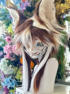 Fursuit Head – Woodland Drift Natural Kemono (Chestnut & Cream)