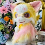 Fursuit Head – Honey Bloom Pastel Kemono (Yellow, Pink & White)