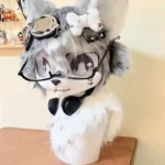Fursuit Head – Static Howl Techwear Wolf (Silver & White)